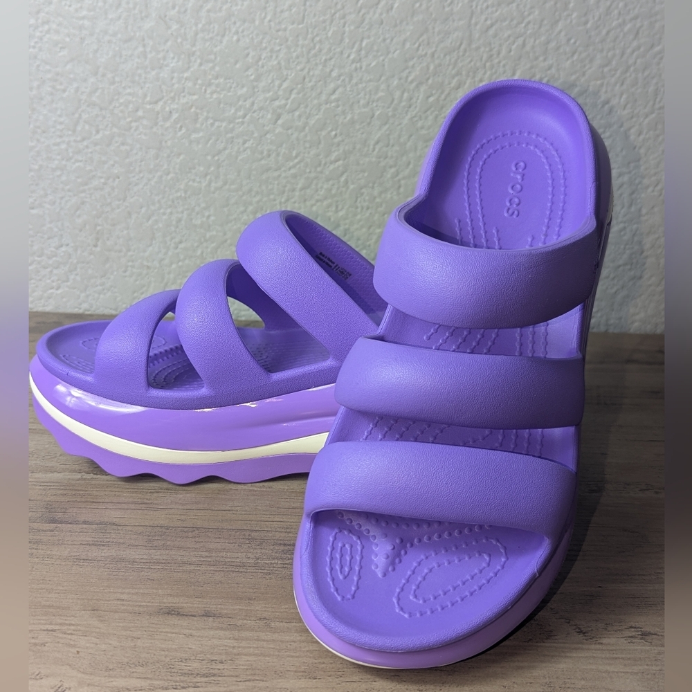 Crocs Mega Crush Triple Strap Platform Sandals Women's 8 Purple - Picture 11 of 13